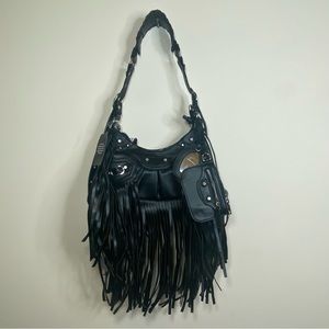 Faux Leather Fringe Shoulder Bag